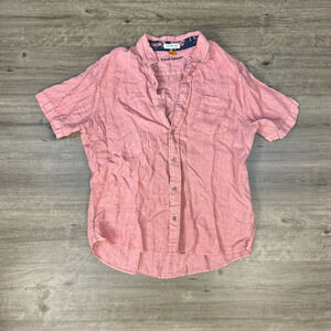 Tailor Vintage Puretec cool linen short sleeve shirt mens large dusty rose